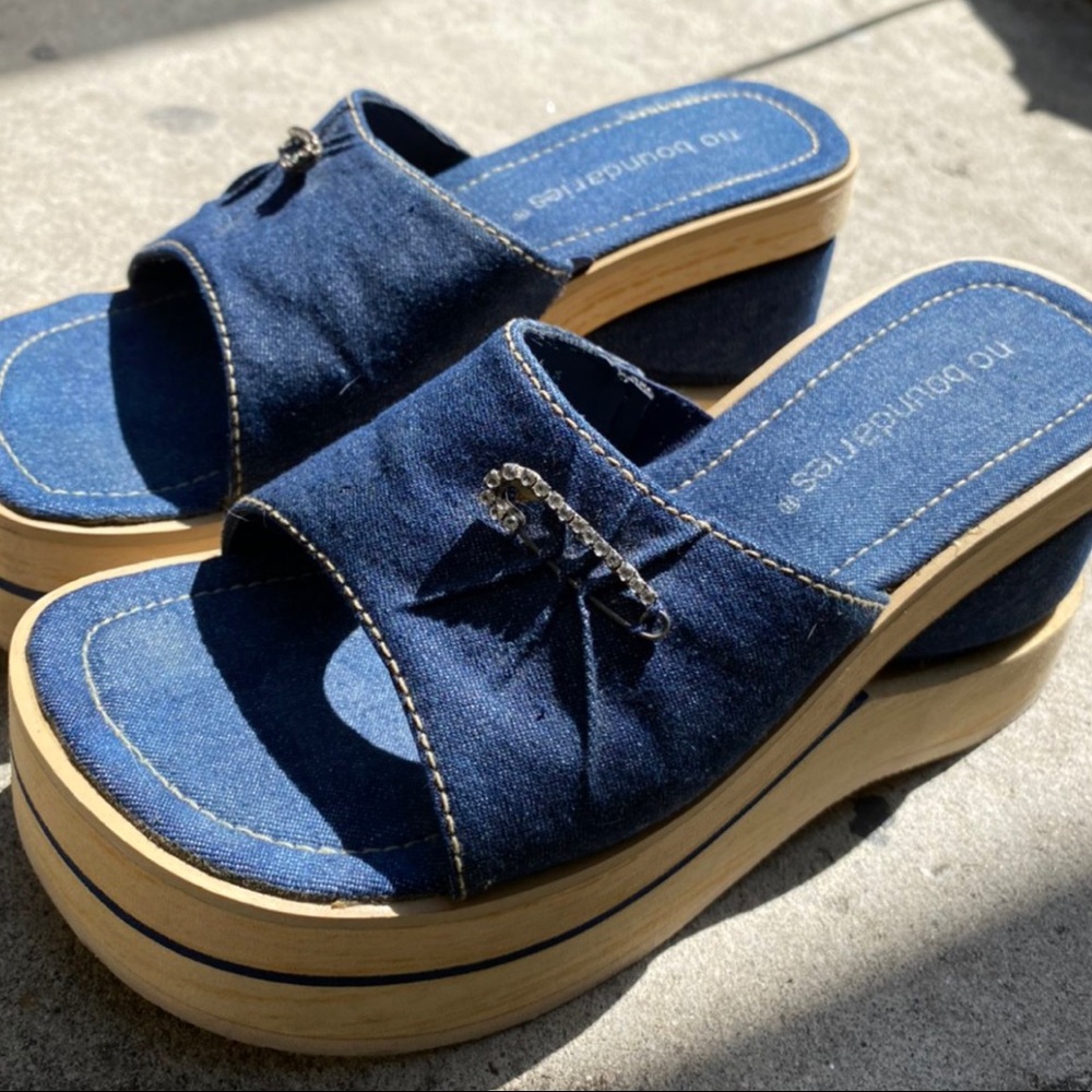 No Boundaries Denim Platform Sandals